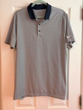 Men’s Nike Navy & White Striped Polo